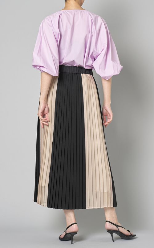 バイカラープリーツロングスカート