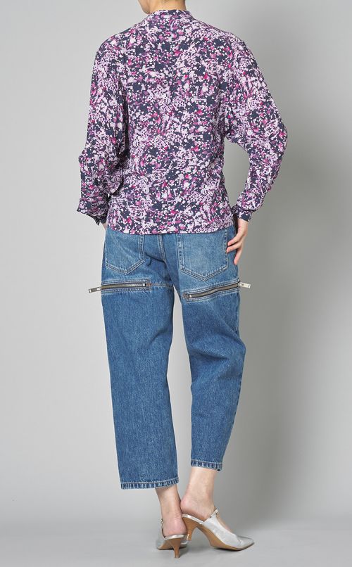 プリントフロントフリルブラウス