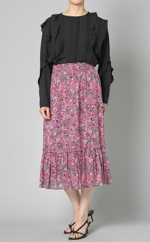 コットンプリントタックギャザースカート