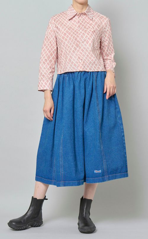 コットンチェックプリントシャツ