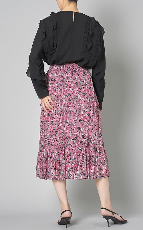 コットンプリントタックギャザースカート