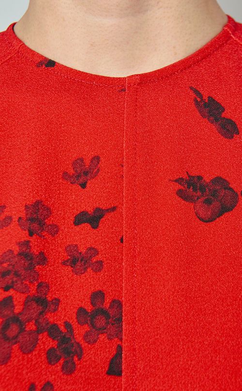 プリントドルマンスリーブミディワンピース