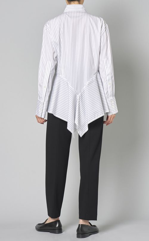 スクエアヘムコットンストライプシャツ