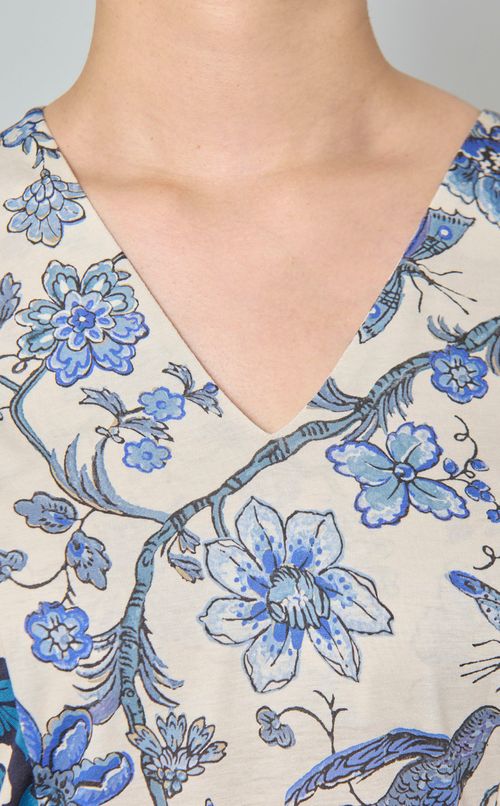 ミックスプリントベルテッドワンピース