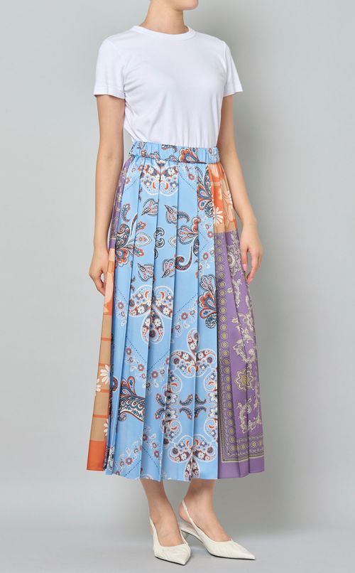 プリント切替プリーツスカート