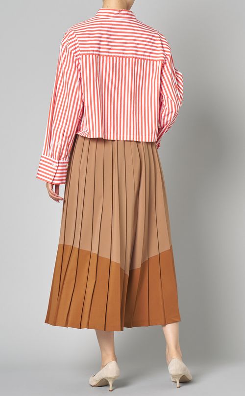 ストライプショート丈シャツ