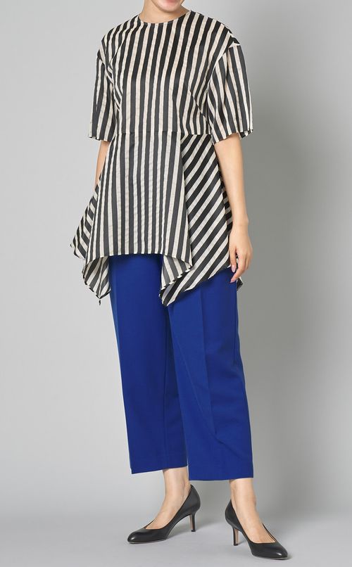 オーガンザストライプブラウス