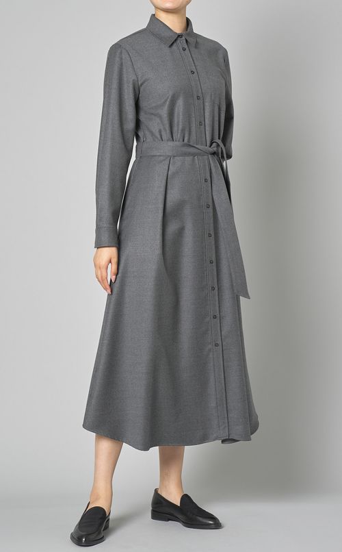 フラノベルテッドロングシャツワンピース