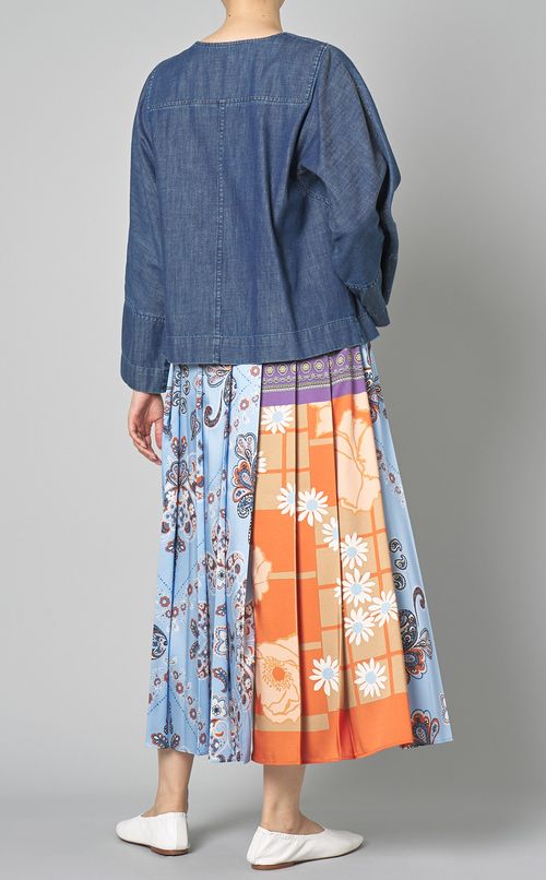 ウォッシュドデニムプルオーバーブラウス