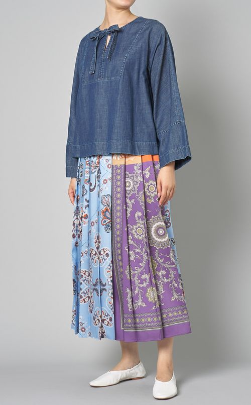 プリント切替プリーツスカート