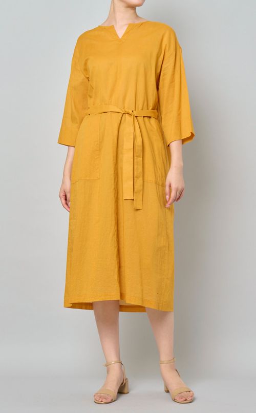 ベルト付ボタニカルダイワンピース