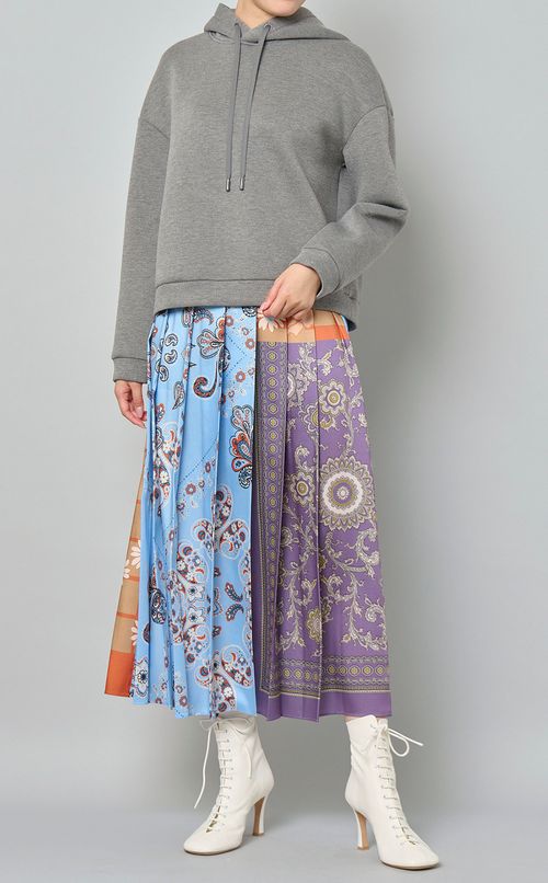 プリント切替プリーツスカート