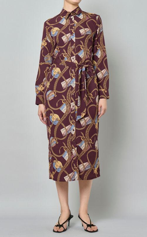 モチーフプリントシャツワンピース
