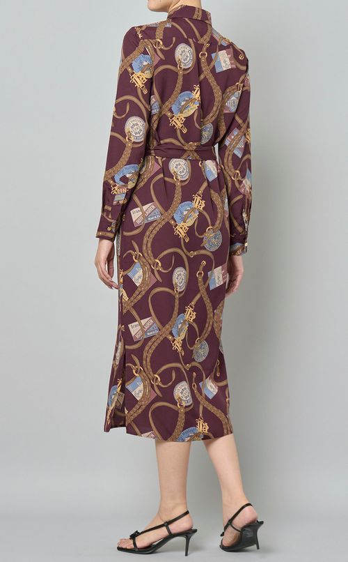 モチーフプリントシャツワンピース