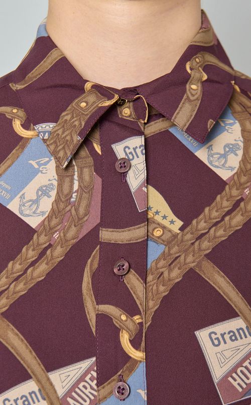 モチーフプリントシャツワンピース