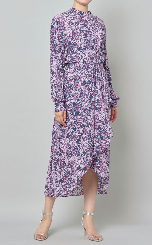 プリントフロントフリルブラウス