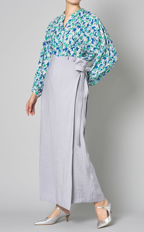 バックサテン2wayラップスカート