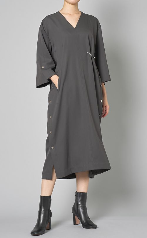 ウール混サイドボタンワンピース