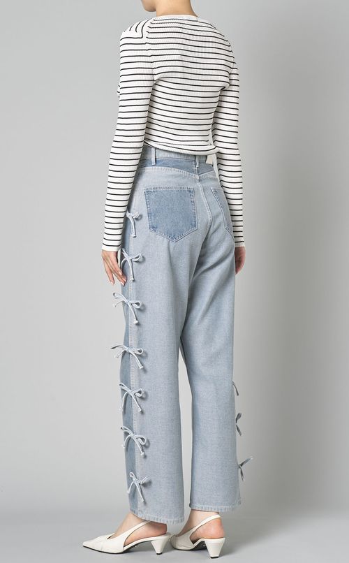 リボンデコレーションデニムパンツ