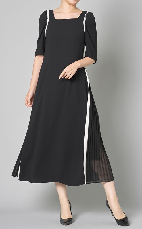 サイドシフォンプリーツワンピース