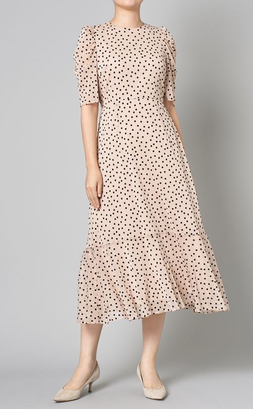 チュールフロッキードットワンピース