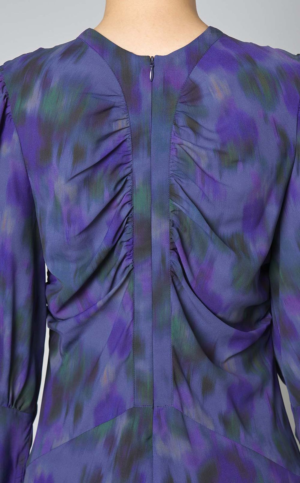 フラワープリントギャザーワンピース