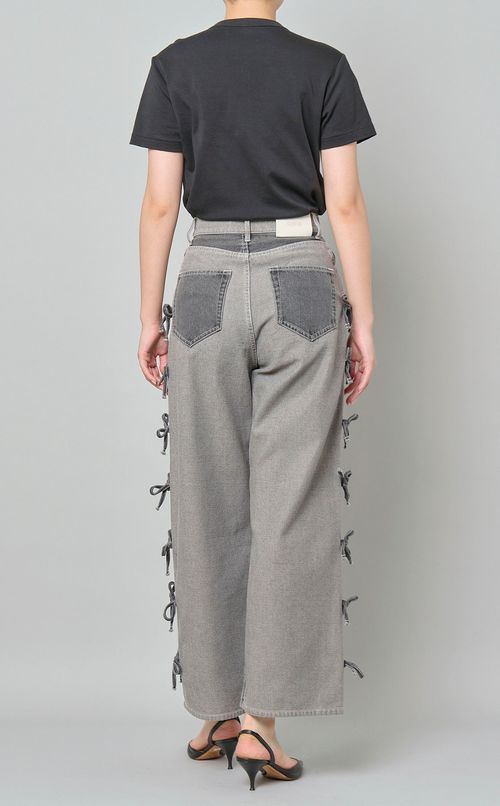 リボンデコレーションデニムパンツ
