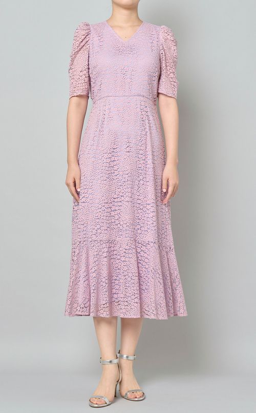 ラッセルレースパフショルダードレス