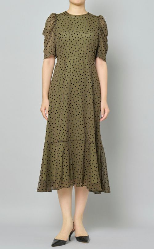 チュールフロッキードットワンピース