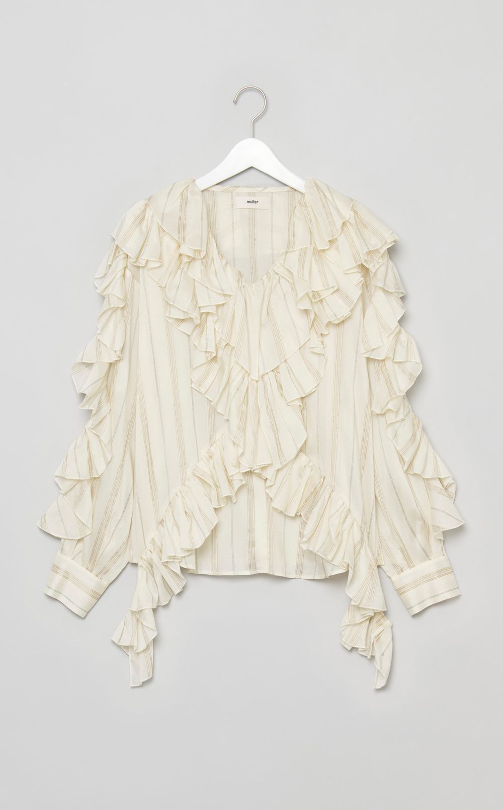 フリルストライプブラウス