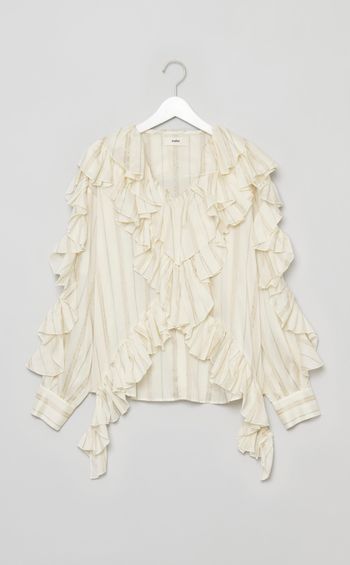フリルストライプブラウス