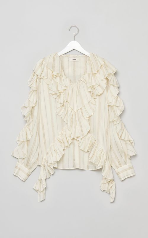 フリルストライプブラウス