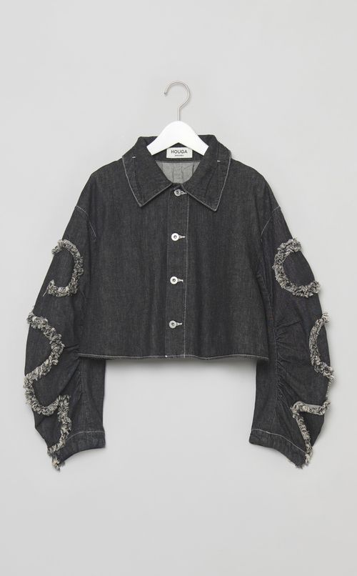 フリンジデニムショートブルゾン