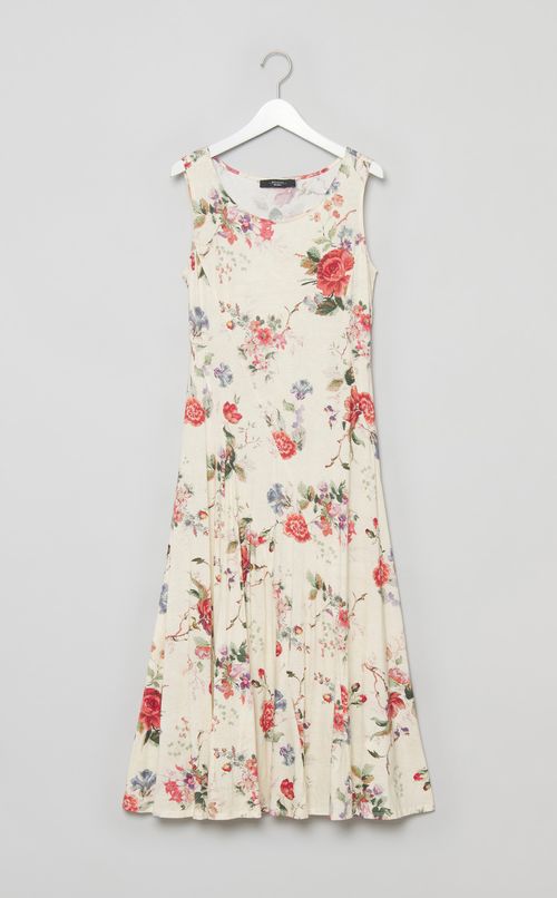 フラワープリント切替ジャージワンピース