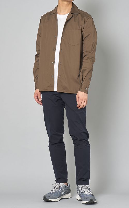 コットンサテンオープンカラーシャツ