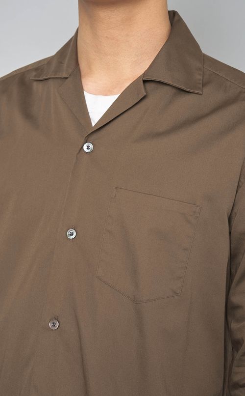 コットンサテンオープンカラーシャツ