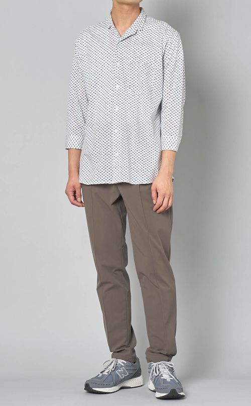 フラワープリント七分袖シャツ