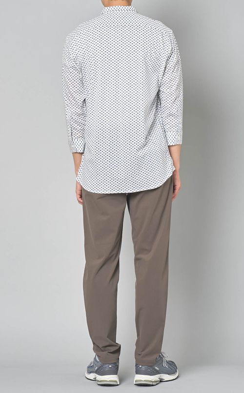 フラワープリント七分袖シャツ