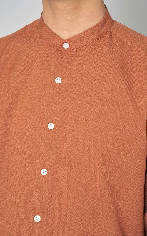 ウールライクバンドカラーシャツ