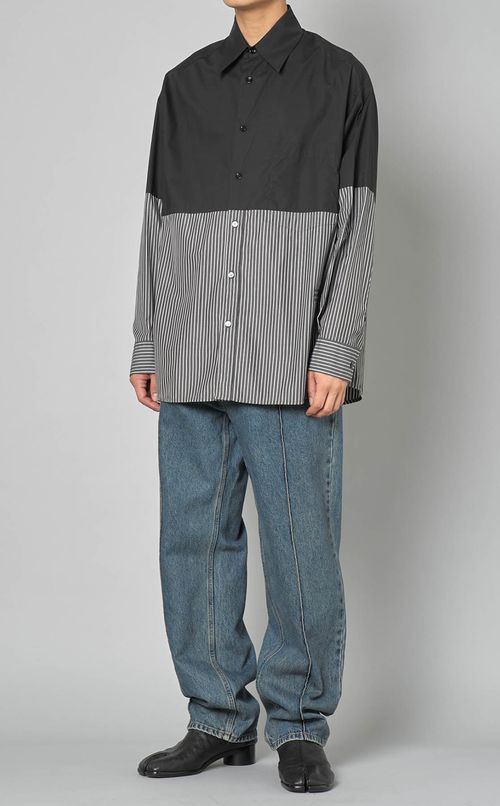 バイカラーストライプシャツ