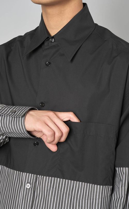 バイカラーストライプシャツ