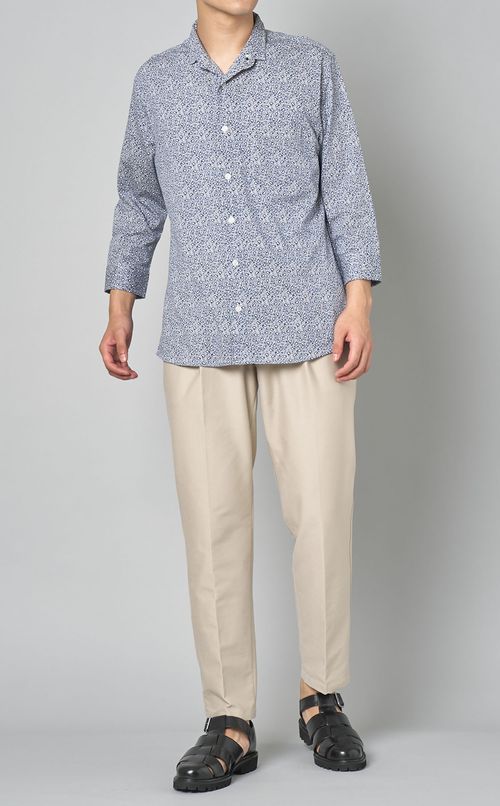 ペイズリープリント七分袖シャツ