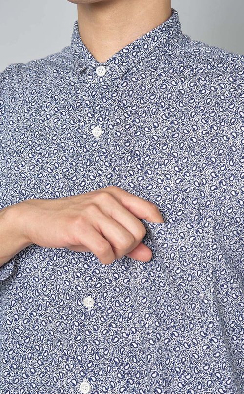 ペイズリープリント七分袖シャツ