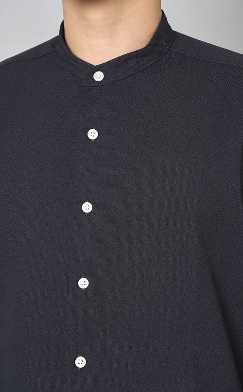 ウールライクバンドカラーシャツ