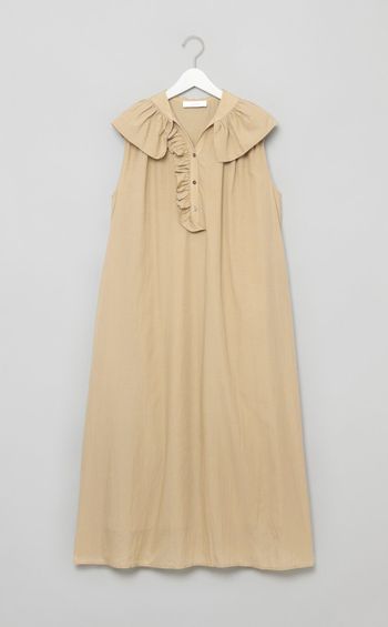 フリルカラーノースリーブワンピース