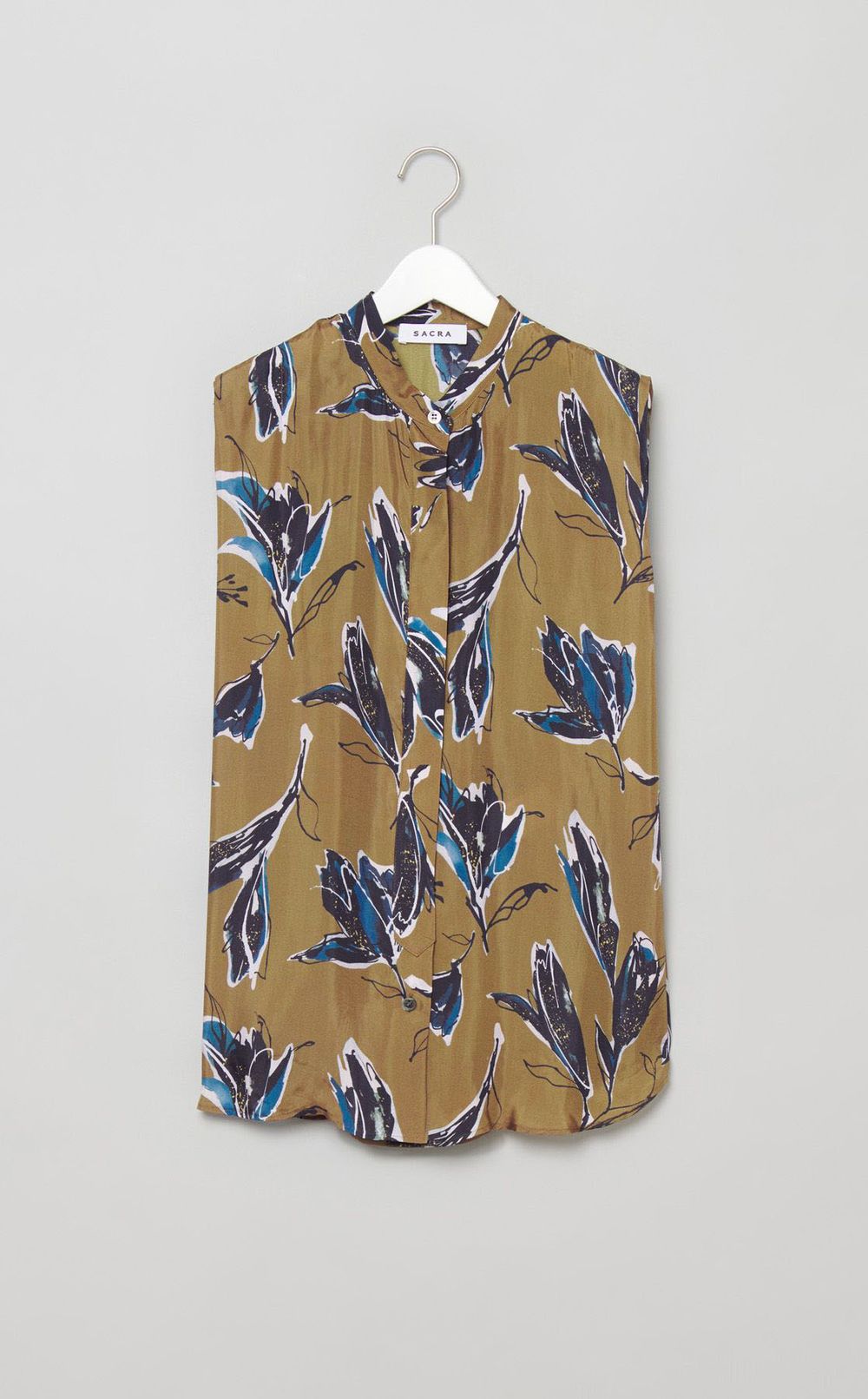 フラワープリントノースリーブブラウス