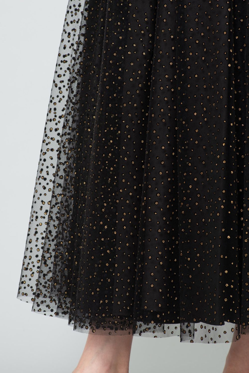 ラメドットチュールレース付スカート