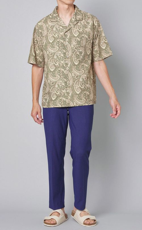 ロンシャンプリントオープンカラーシャツ