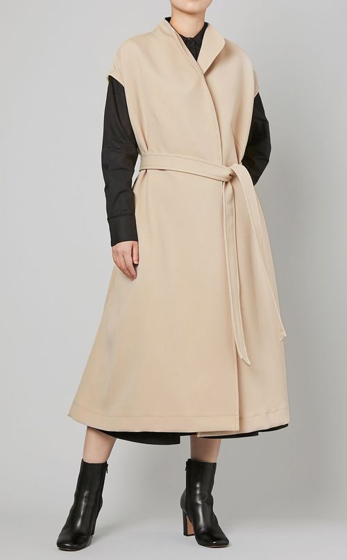 ベルト付ワイドシルエットロングジレ