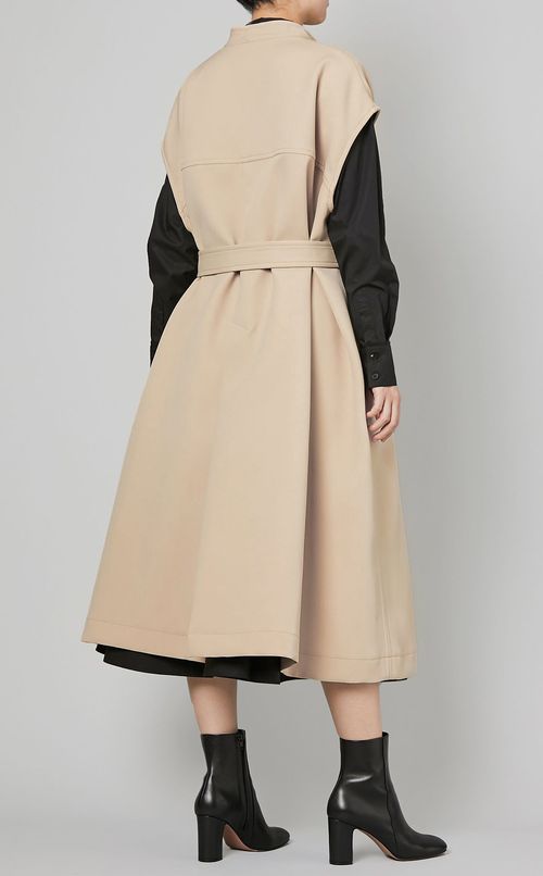 ベルト付ワイドシルエットロングジレ